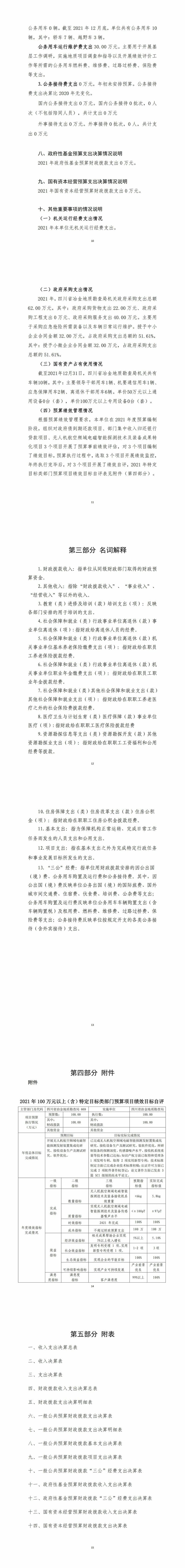 2021年度四川省冶金地质勘查局机关单位决算_财务预决算_信息果真_尊时凯龙有限责任公司